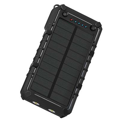 Best Waterproof 10000mAh Solar Charger High Capacity Solar Power Bank 10000mAh with 2 LED Lights for Long-distance Travel